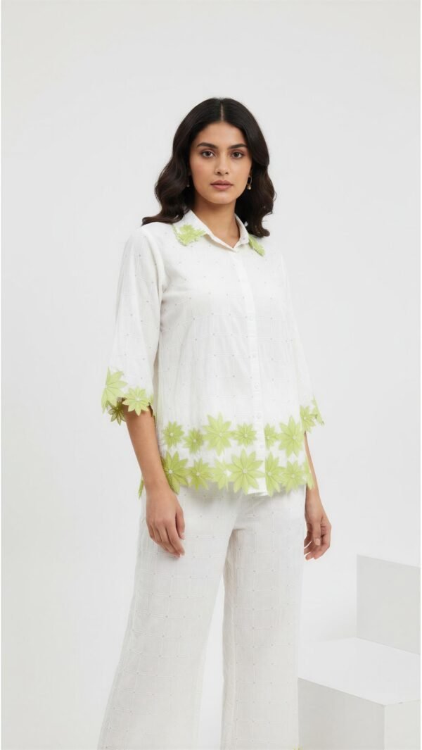 White & Green Floral Co-ord Set