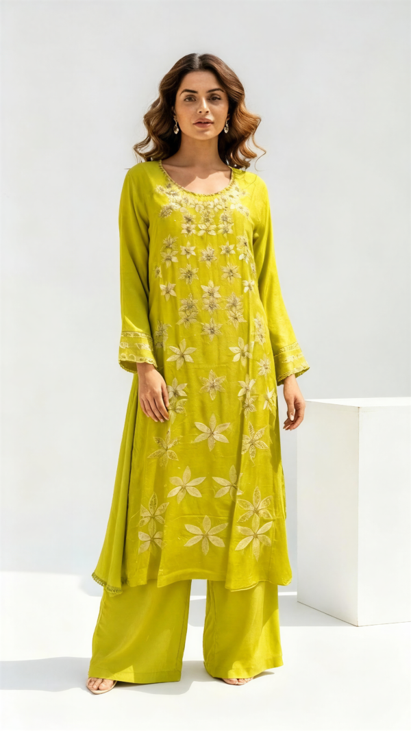 Lime Blossom Embroidered Kurta Set
