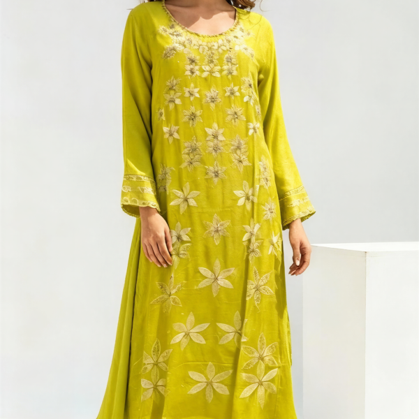 Lime Blossom Embroidered Kurta Set