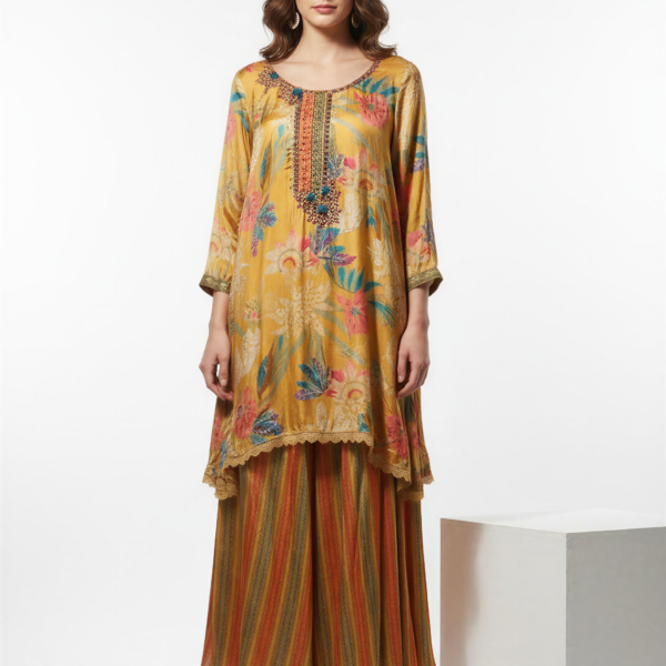 Golden Garden Floral Kurta Set
