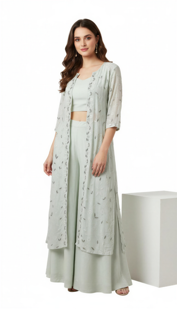 Mint Aura Embroidered Ensemble